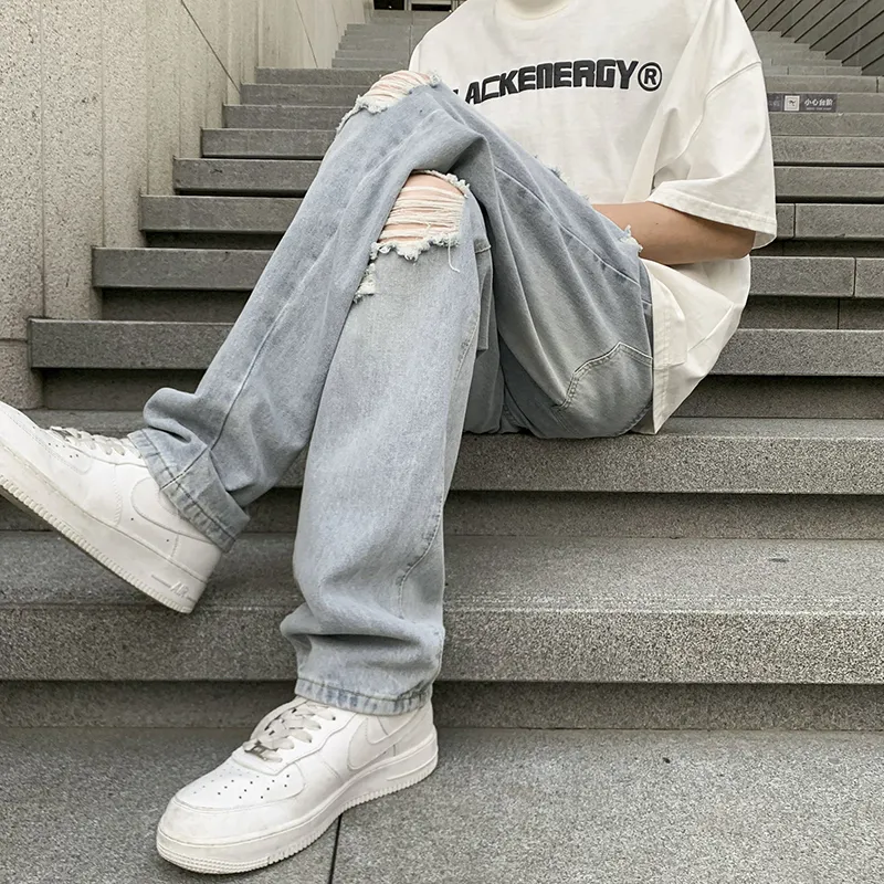 RENBEN Summer Jeans Unisex Light Blue-5