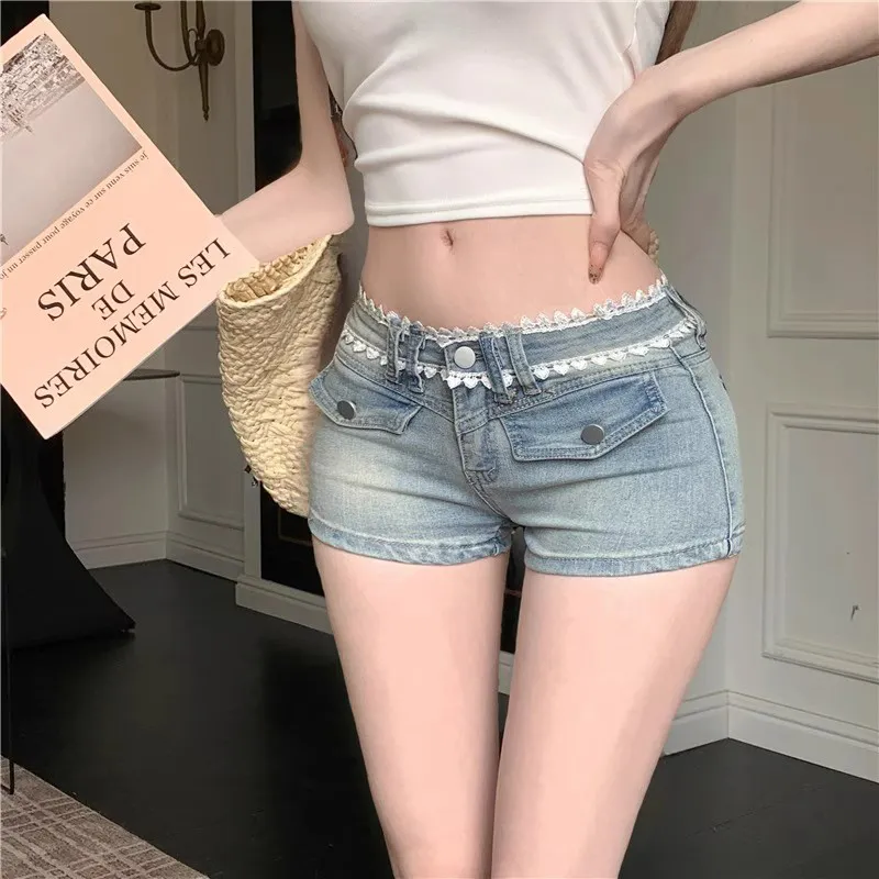 RENBEN Denim Shorts Women's Light Blue-3