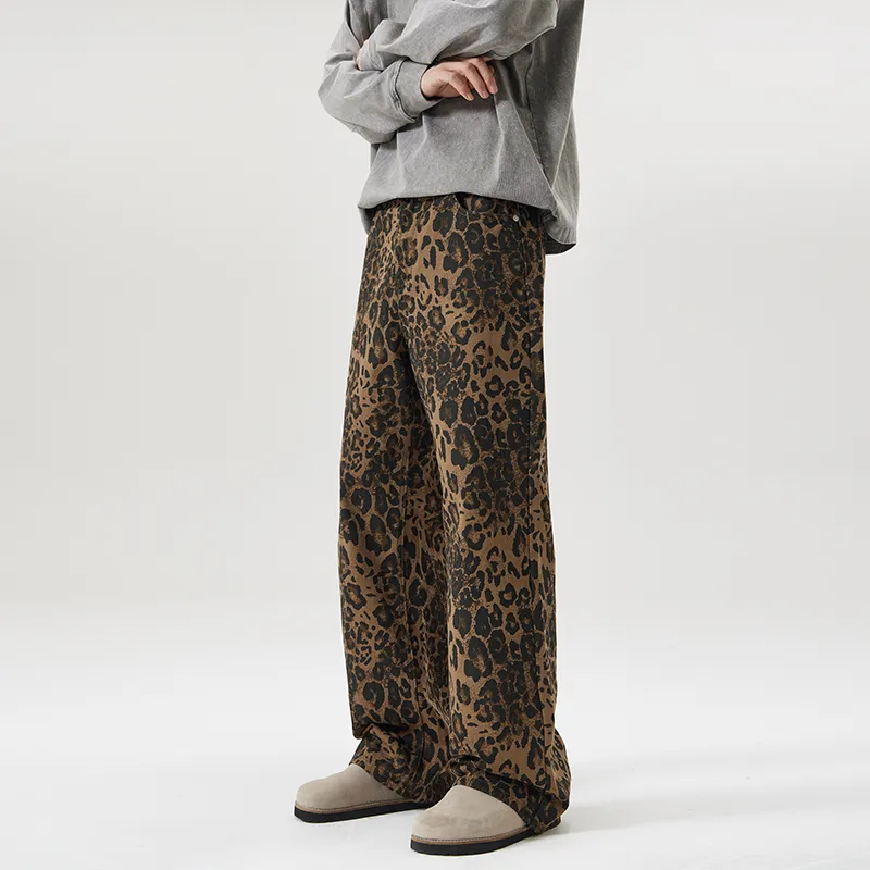 RENBEN Jeans Unisex Leopard Print-10