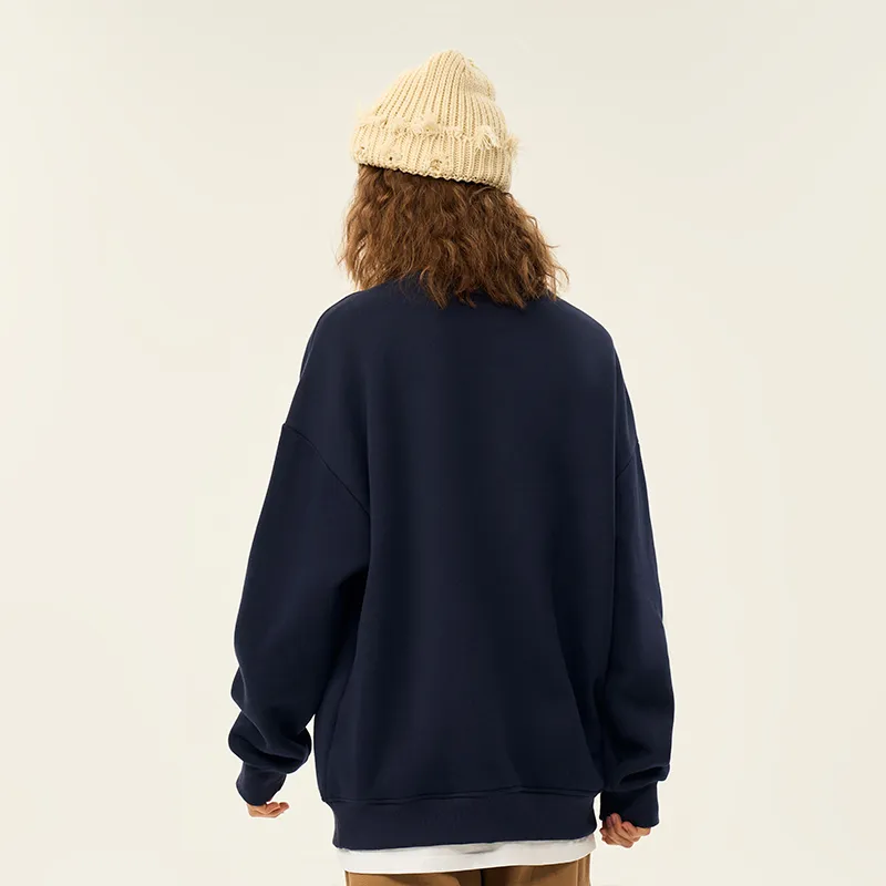 RENBEN Drop Shoulder Sleeve Long Sleeved Pullover Crew Neck Sweatshirt Unisex-4