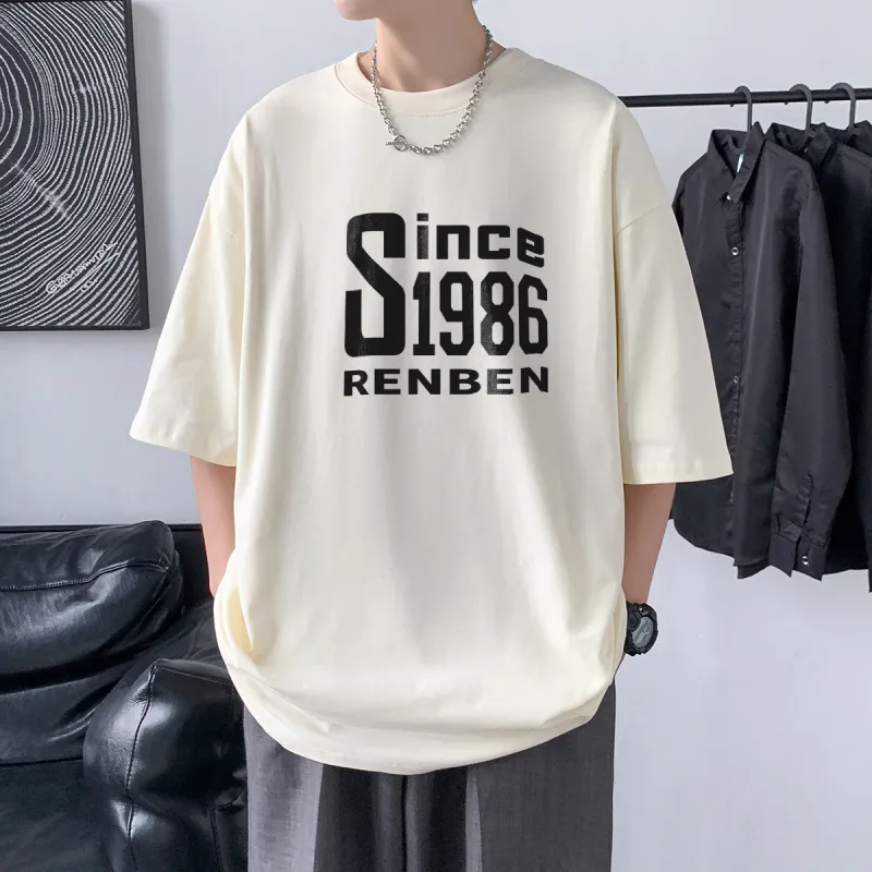 RENBEN Drop Shoulder Sleeve T Shirt Men's-9