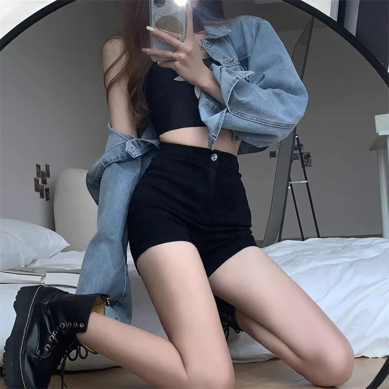 RENBEN Denim Shorts Women's Black-1