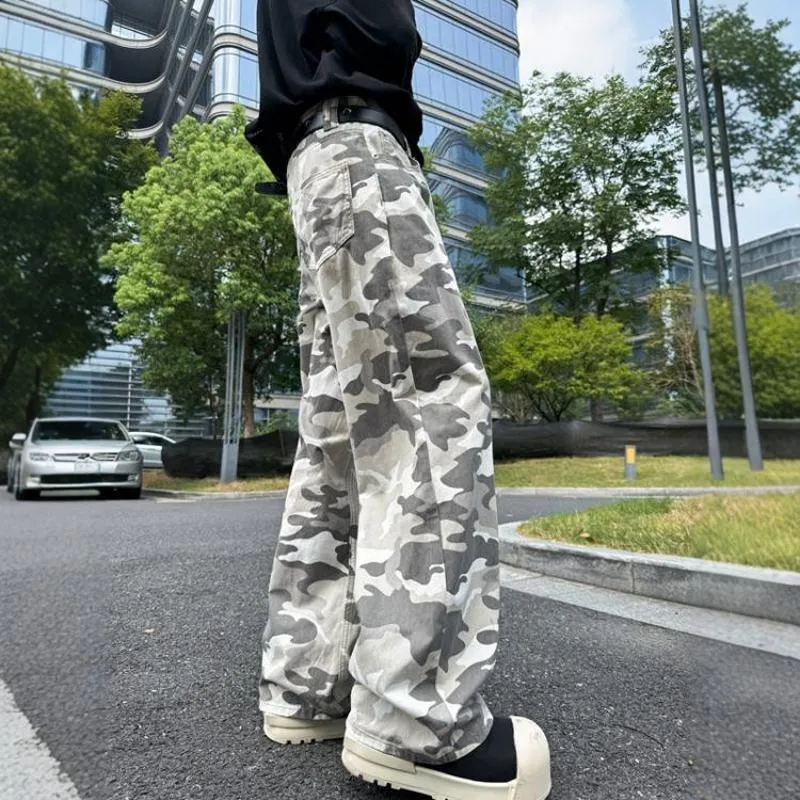 PAINT STAIN Jeans Unisex Gray Camouflage-3