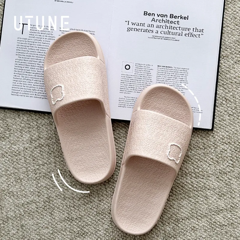 UTUNE Summer Indoor Bathroom Bathing Slip Resistant Quiet Couple's Home Slippers-8