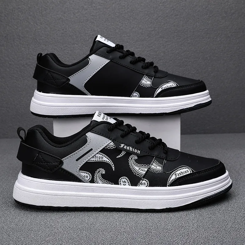 SMDXDMS Slip Resistant, Lightweight, And Breathable Low Top Skateboard Shoes Men's-1