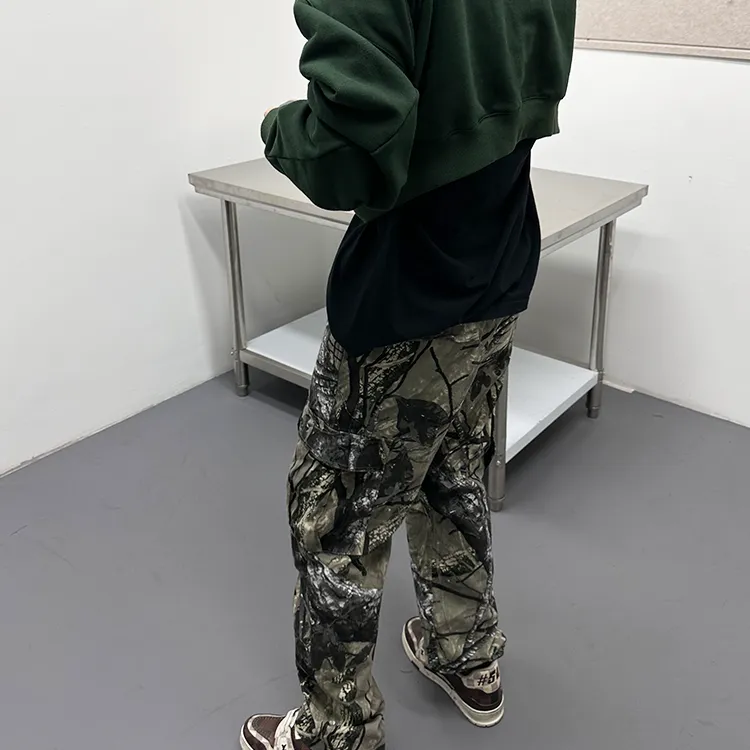 WANNA LAB Casual Pants Unisex Camouflage-4
