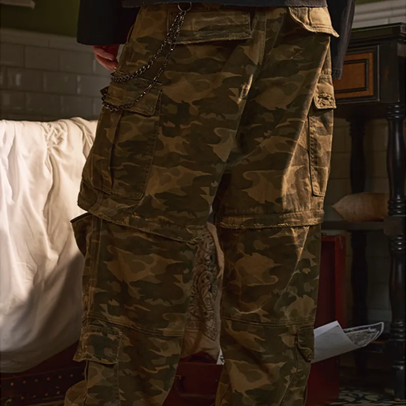 WANNA LAB Cargo Pants Unisex Camouflage-4