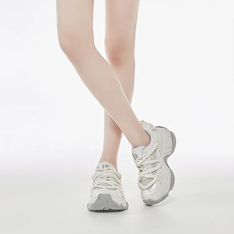 HR Breathable Low Top Chunky Sneakers Women's Beige-3