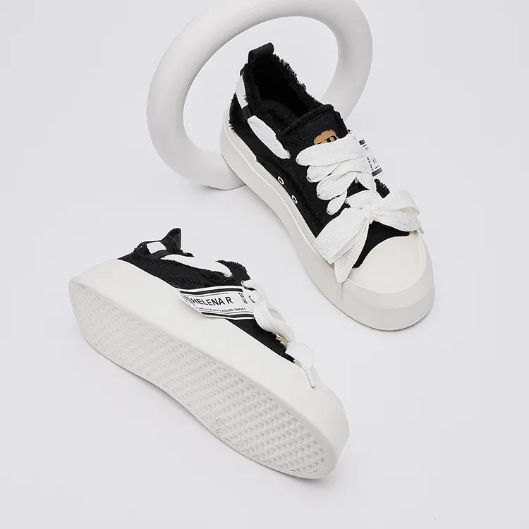HR Height Increasing Low Top Casual Shoes Unisex Black-2