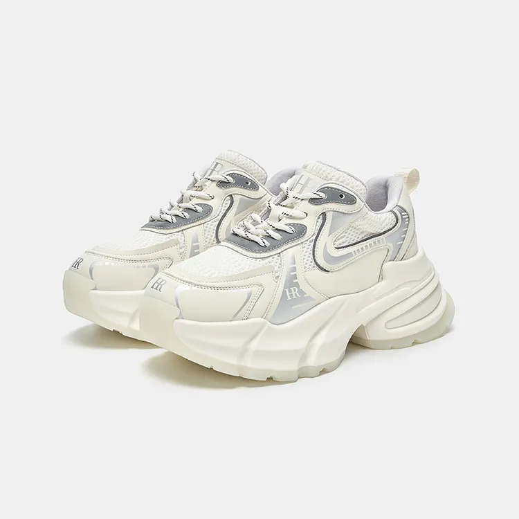 HR Low Top Chunky Sneakers Women's Beige Silver-1