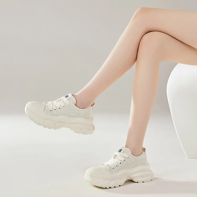 HR Breathable Low Top Chunky Sneakers Women's Beige-2