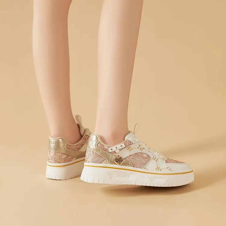 HR Low Top Skateboard Shoes Women's Beige-4
