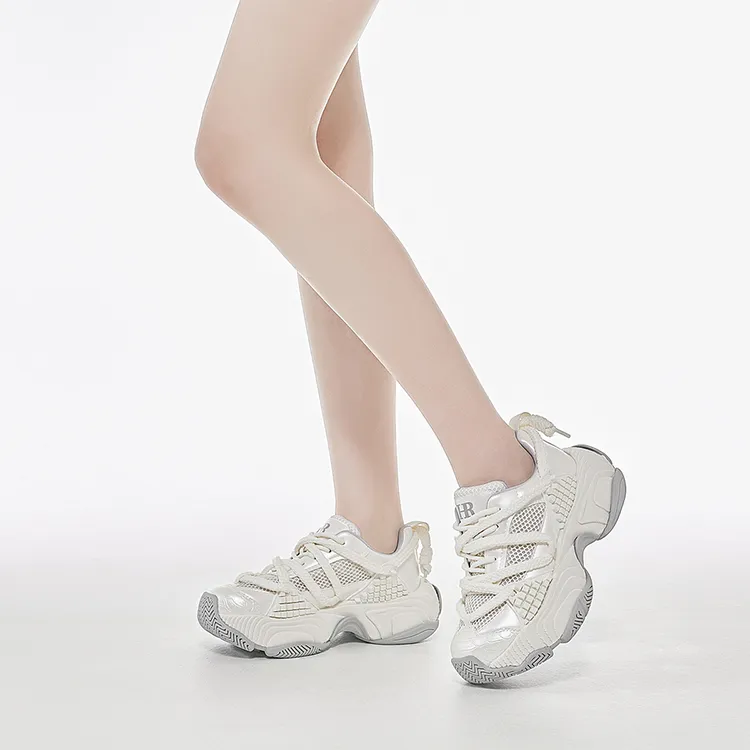 HR Breathable Low Top Chunky Sneakers Women's Beige-4