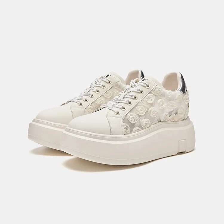 HR Low Top Skateboard Shoes Women's Beige Silver-2