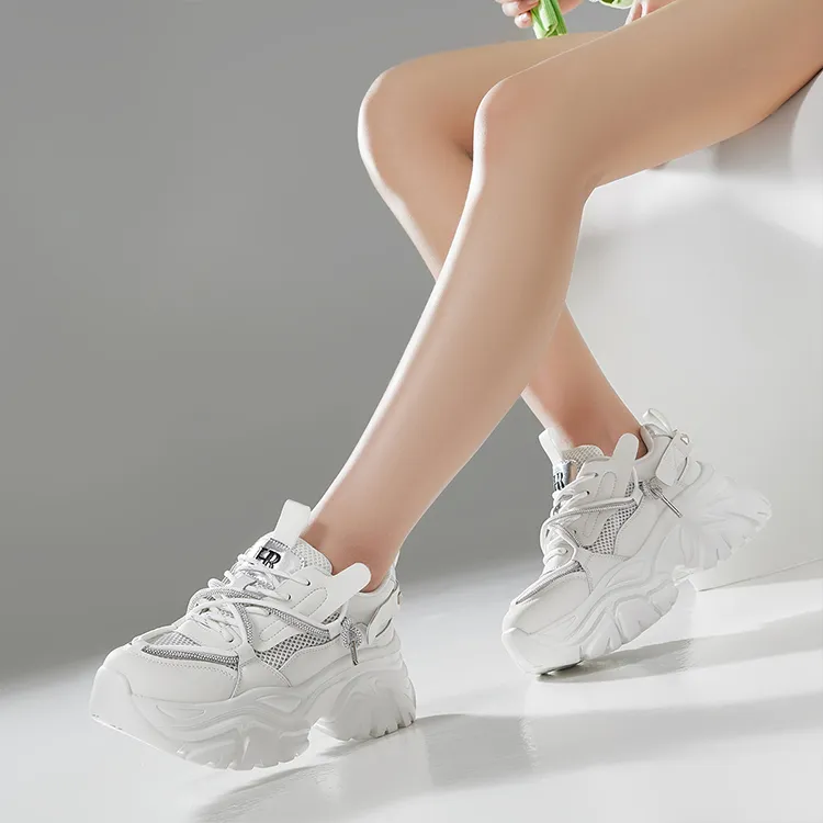 HR Height Increasing Breathable Abrasion Resistant Low Top Chunky Sneakers Women's-3