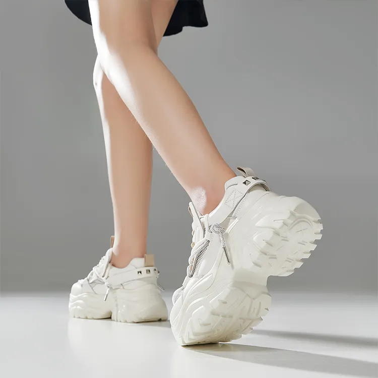 HR Height Increasing Breathable Abrasion Resistant Low Top Chunky Sneakers Women's-7