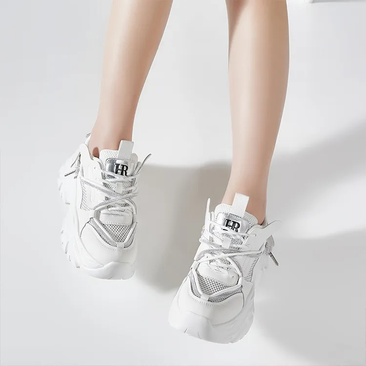 HR Height Increasing Breathable Abrasion Resistant Low Top Chunky Sneakers Women's-1
