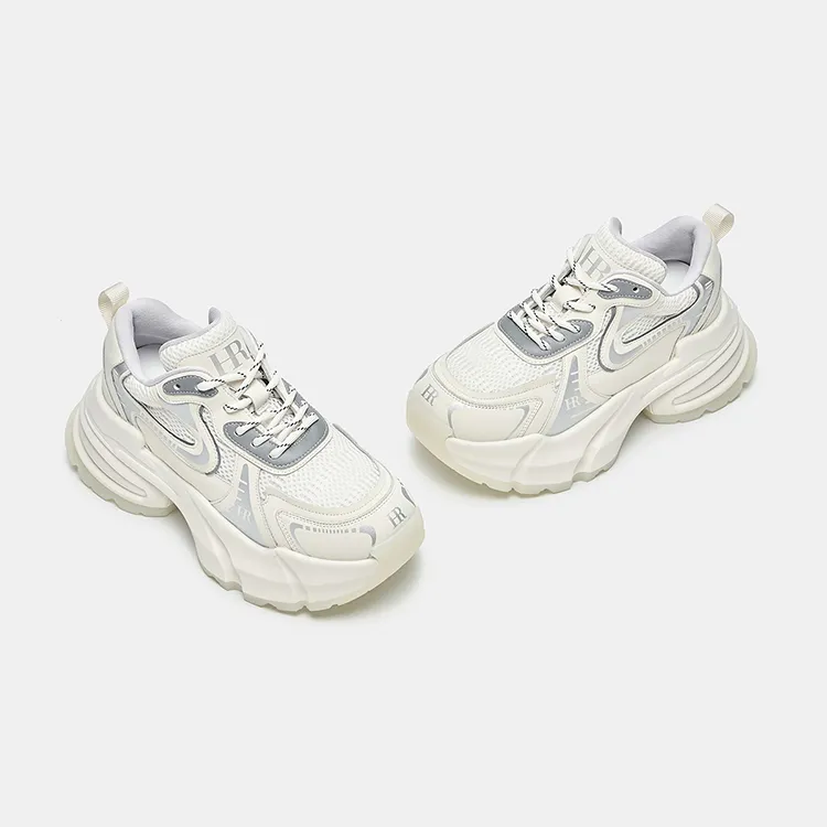 HR Low Top Chunky Sneakers Women's Beige Silver-2