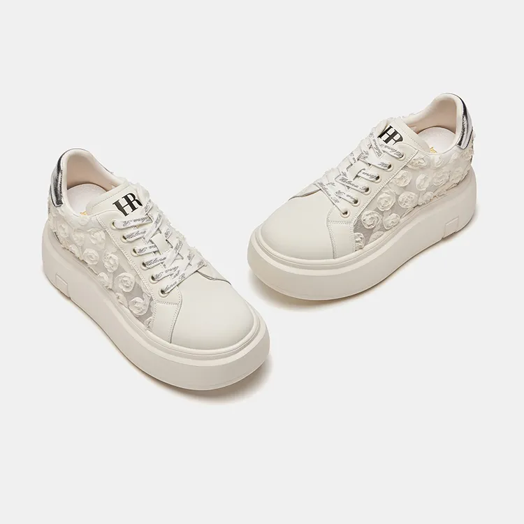 HR Low Top Skateboard Shoes Women's Beige Silver-3