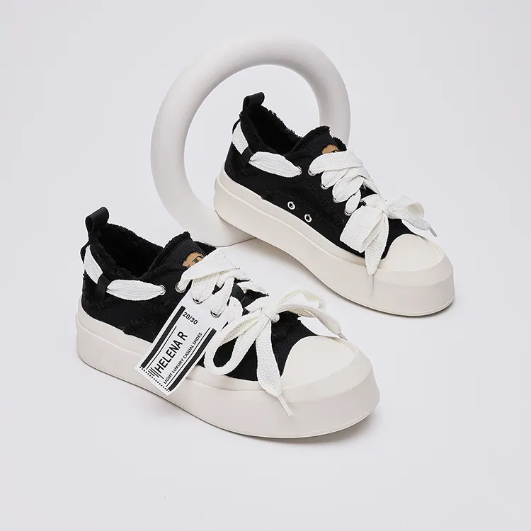 HR Height Increasing Low Top Casual Shoes Unisex Black-1
