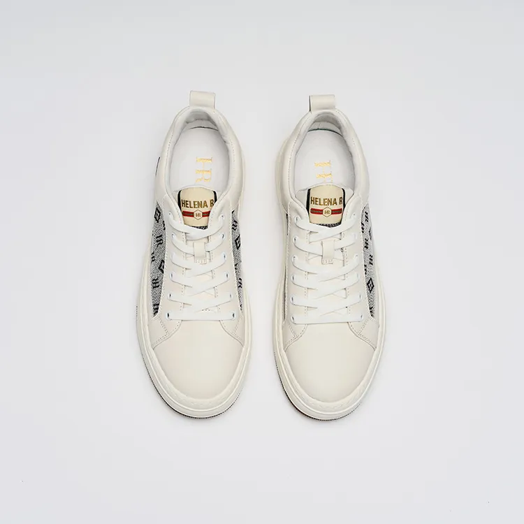 HR Height Increasing Low Top Skateboard Shoes Men's White Gray-6
