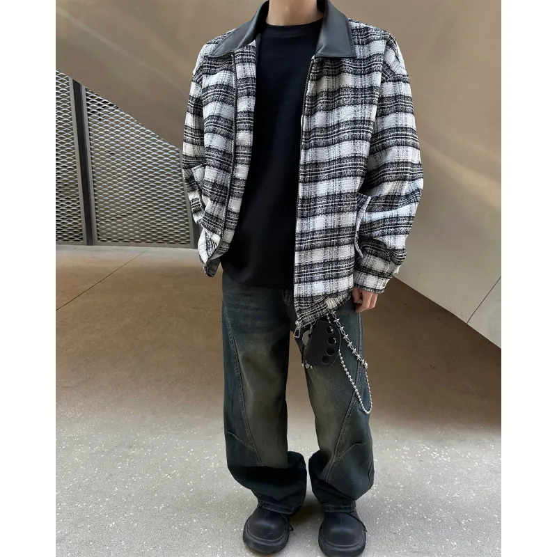 NOAHGIGI Jackets Coats Unisex Blue White Plaid-4