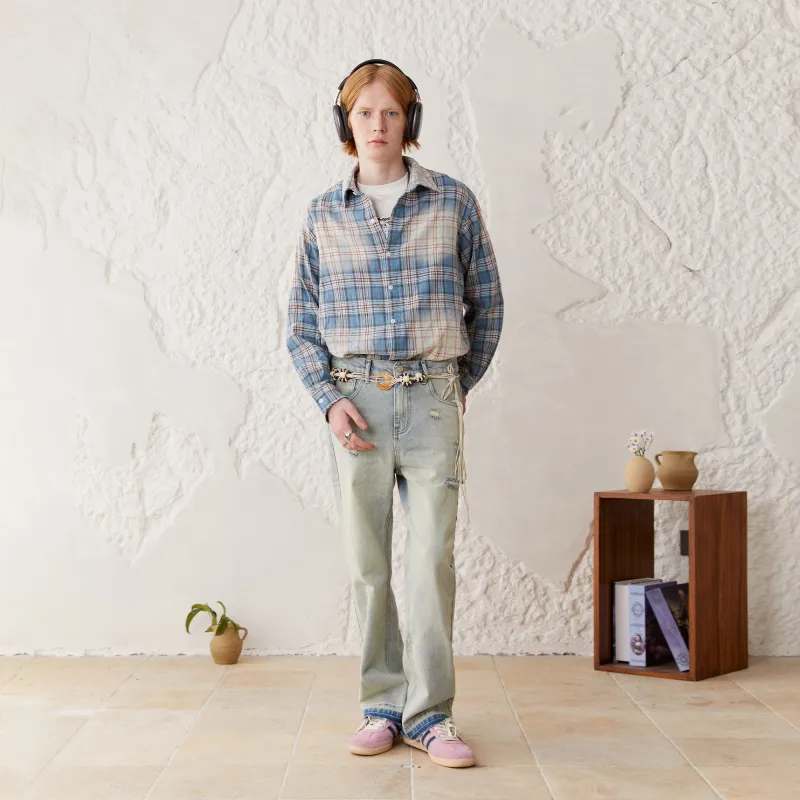 KREATE Shirts Unisex Blue Plaid-4