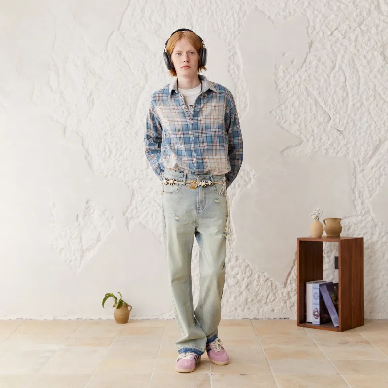 KREATE Shirts Unisex Blue Plaid-3