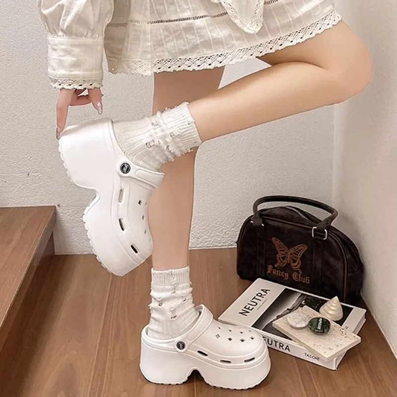 XMISTUO Fashion Advanced 9cm Platform Height Increasing Closed Toe Clogs Women's-4