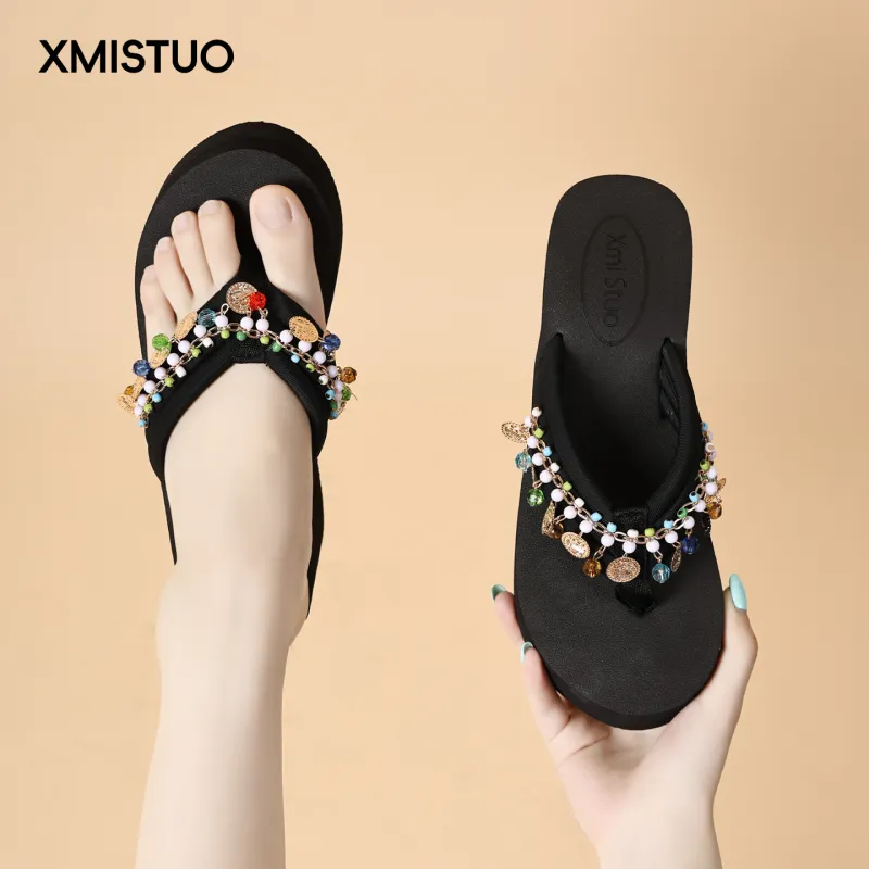 XMISTUO Quiet Abrasion Resistant Slip Resistant Flip Flops Women's-2