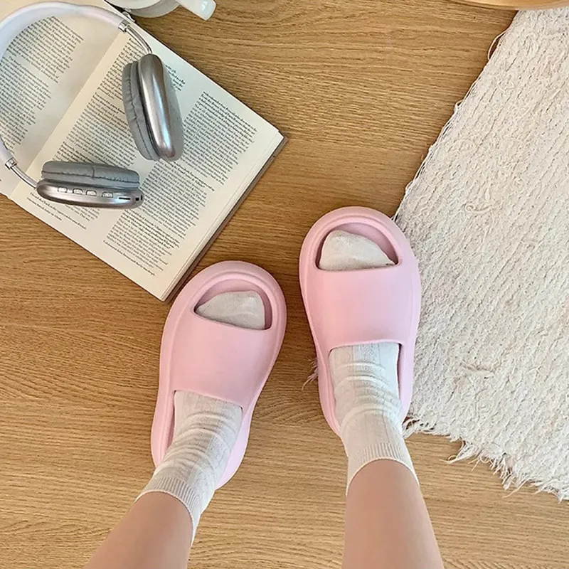 XMISTUO Minimalist Style Solid Color Platform Slippers For Women's Summer Students Home Soft Sole Comfortable Slippers-8