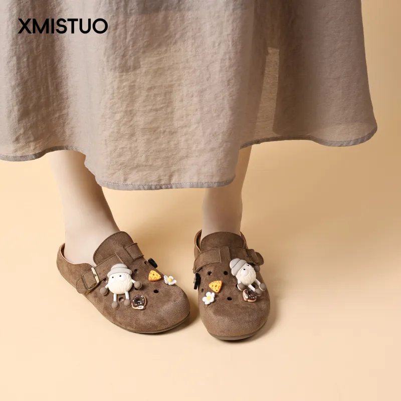 XMISTUO Rubber Sole Quiet Abrasion Resistant Slip Resistant Closed Toe Slippers Women's-6