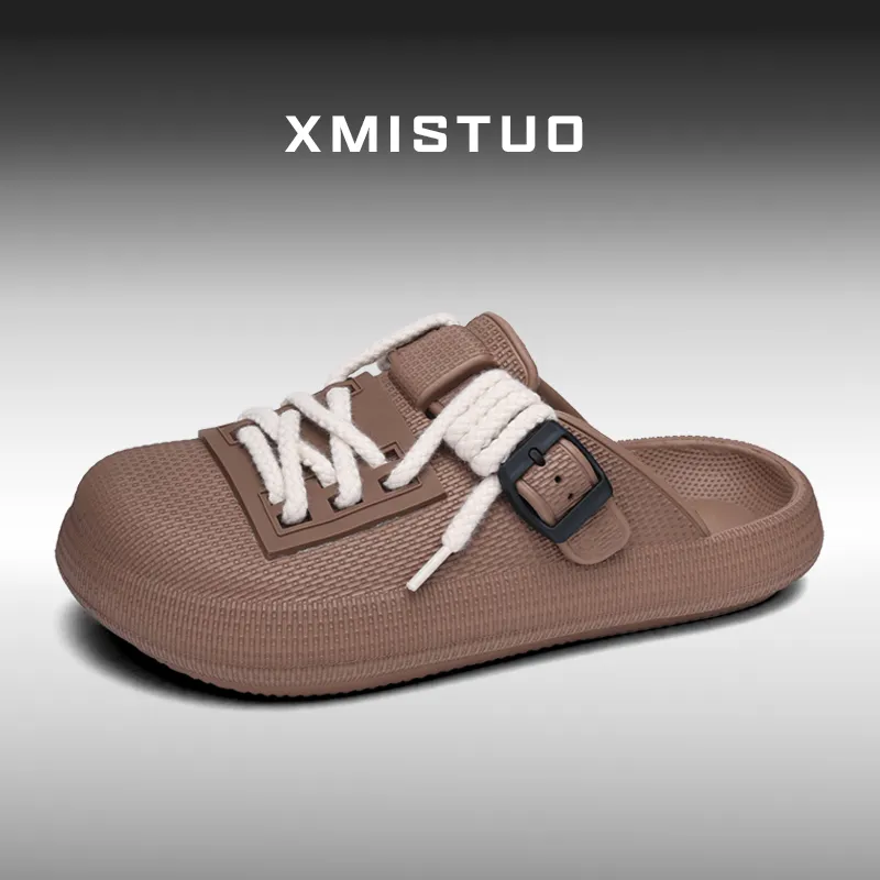 XMISTUO Premium Vintage Bucaner Men's EVA Waterproof Platform Lazy Slip on Closed Toe Couple Slippers, Home Slippers-20