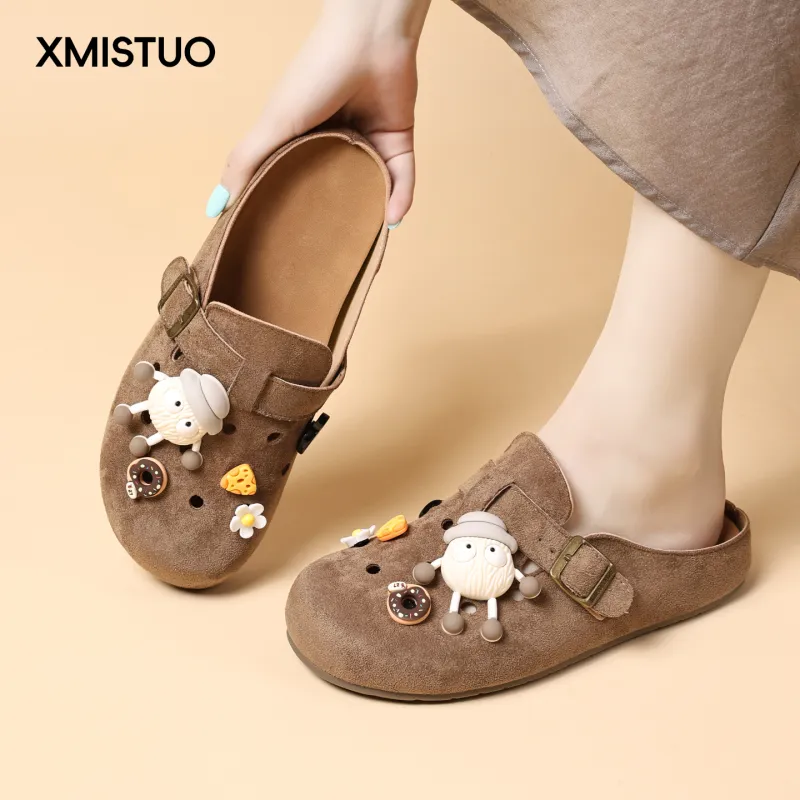 XMISTUO Rubber Sole Quiet Abrasion Resistant Slip Resistant Closed Toe Slippers Women's-4