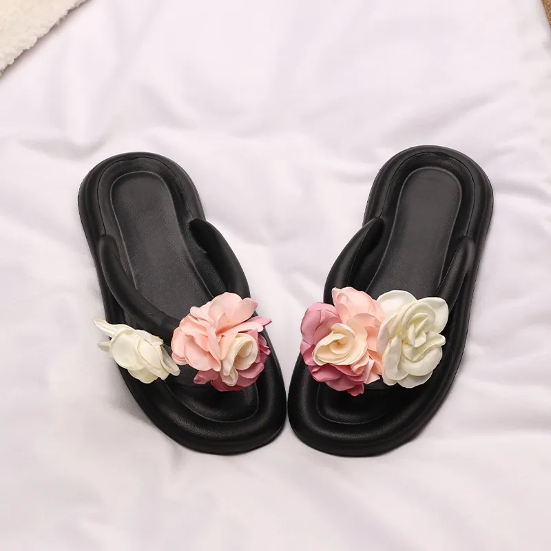 XMISTUO Soft And Bouncy Feeling Women's Summer EVA Floral Comfortable Slip Resistant Waterproof Flip Flops-24