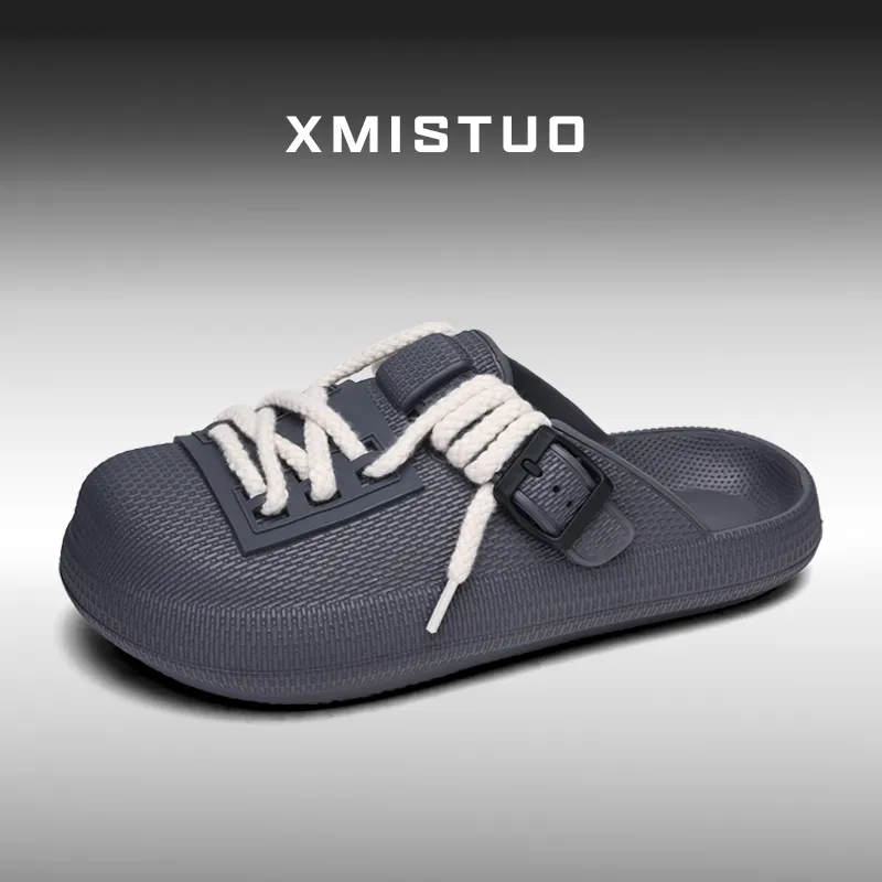XMISTUO Premium Vintage Bucaner Men's EVA Waterproof Platform Lazy Slip on Closed Toe Couple Slippers, Home Slippers-8