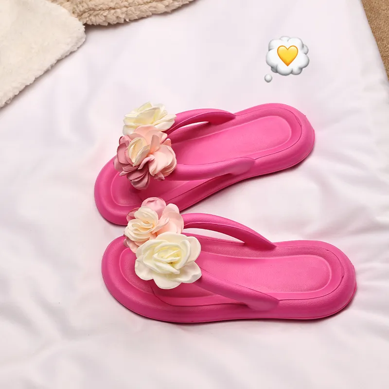 XMISTUO Soft And Bouncy Feeling Women's Summer EVA Floral Comfortable Slip Resistant Waterproof Flip Flops-8