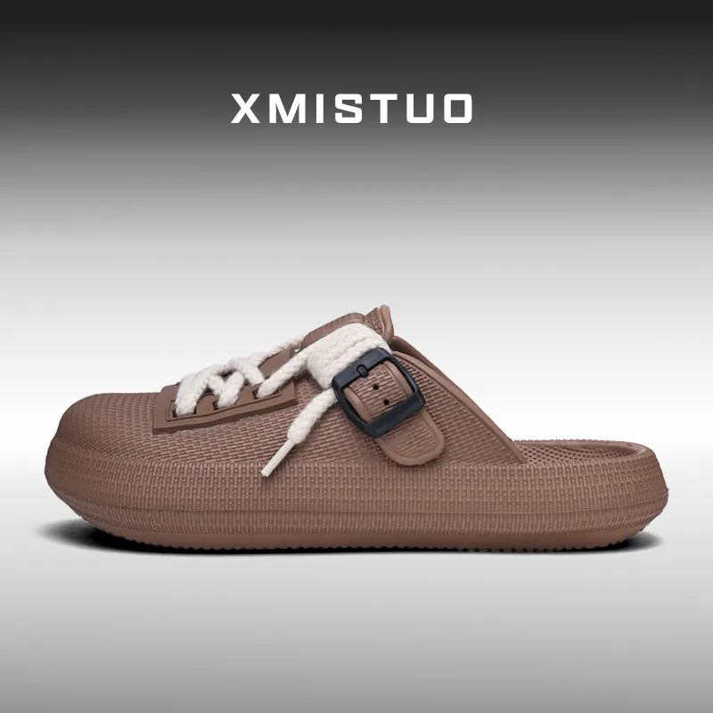 XMISTUO Premium Vintage Bucaner Men's EVA Waterproof Platform Lazy Slip on Closed Toe Couple Slippers, Home Slippers-19