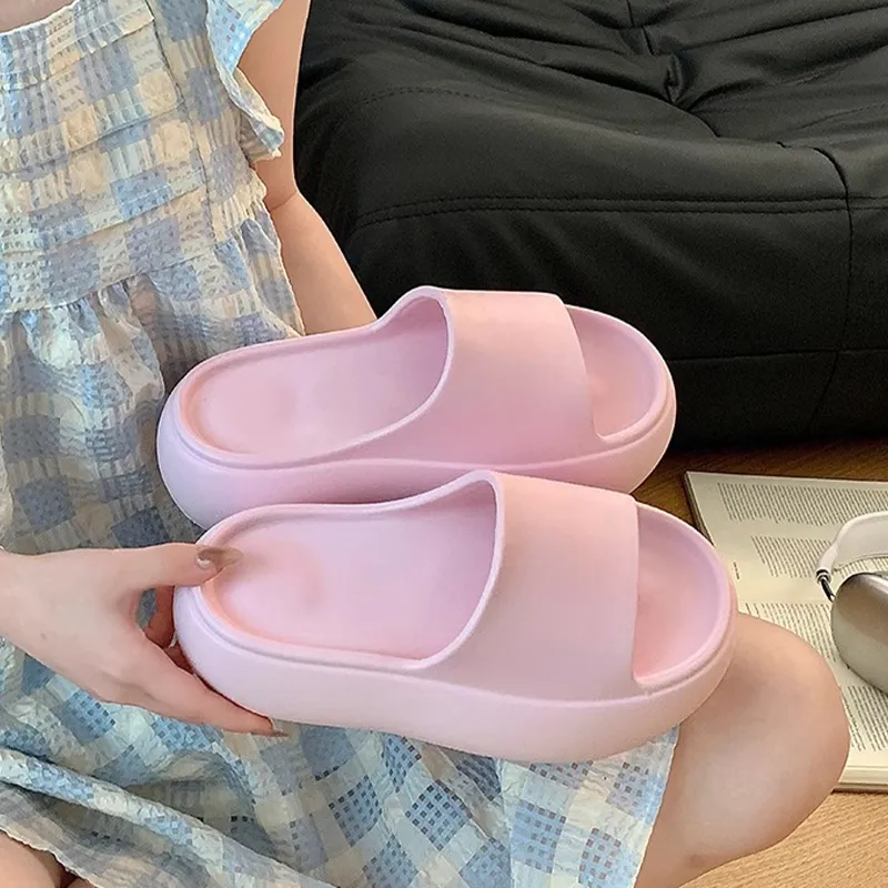 XMISTUO Minimalist Style Solid Color Platform Slippers For Women's Summer Students Home Soft Sole Comfortable Slippers-6