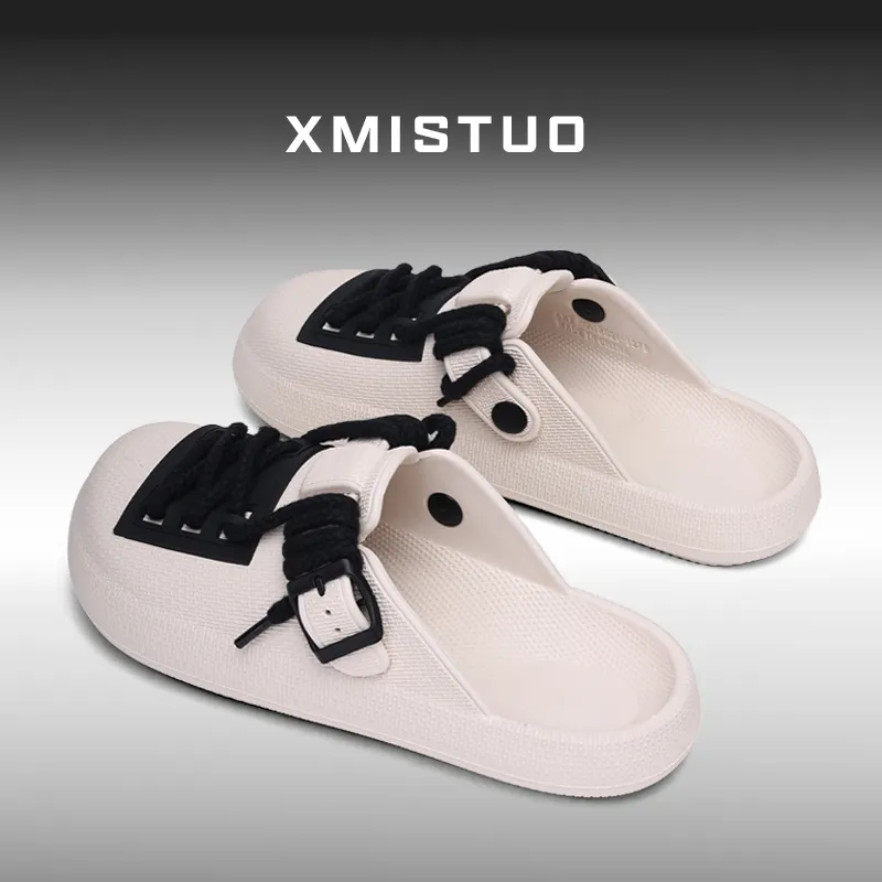 XMISTUO Premium Vintage Bucaner Men's EVA Waterproof Platform Lazy Slip on Closed Toe Couple Slippers, Home Slippers-3
