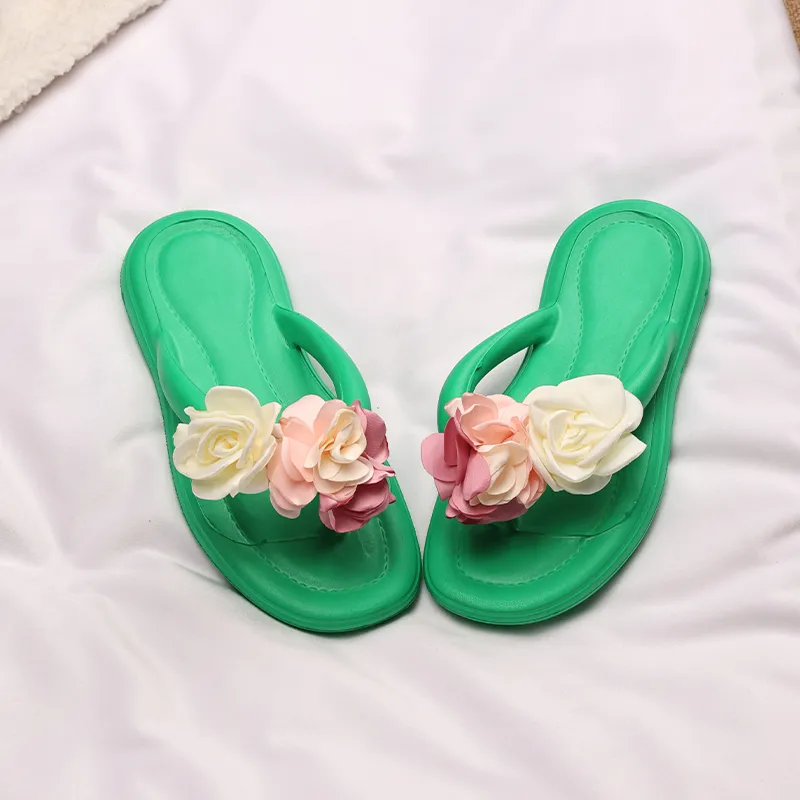 XMISTUO Soft And Bouncy Feeling Women's Summer EVA Floral Comfortable Slip Resistant Waterproof Flip Flops-14