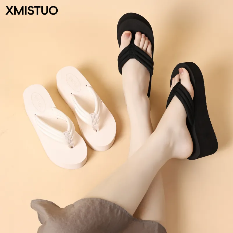 XMISTUO Minimalist Style Vintage Height Increasing Flip Flops For Women's Summer Fashion Wedge Heel Platform Sandal-6