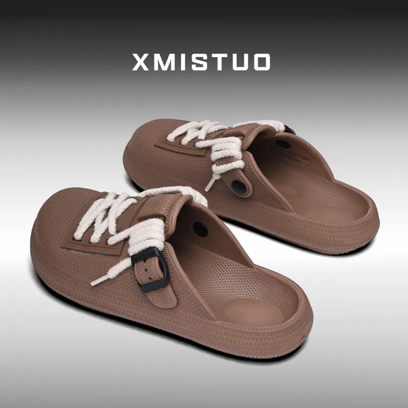 XMISTUO Premium Vintage Bucaner Men's EVA Waterproof Platform Lazy Slip on Closed Toe Couple Slippers, Home Slippers-21