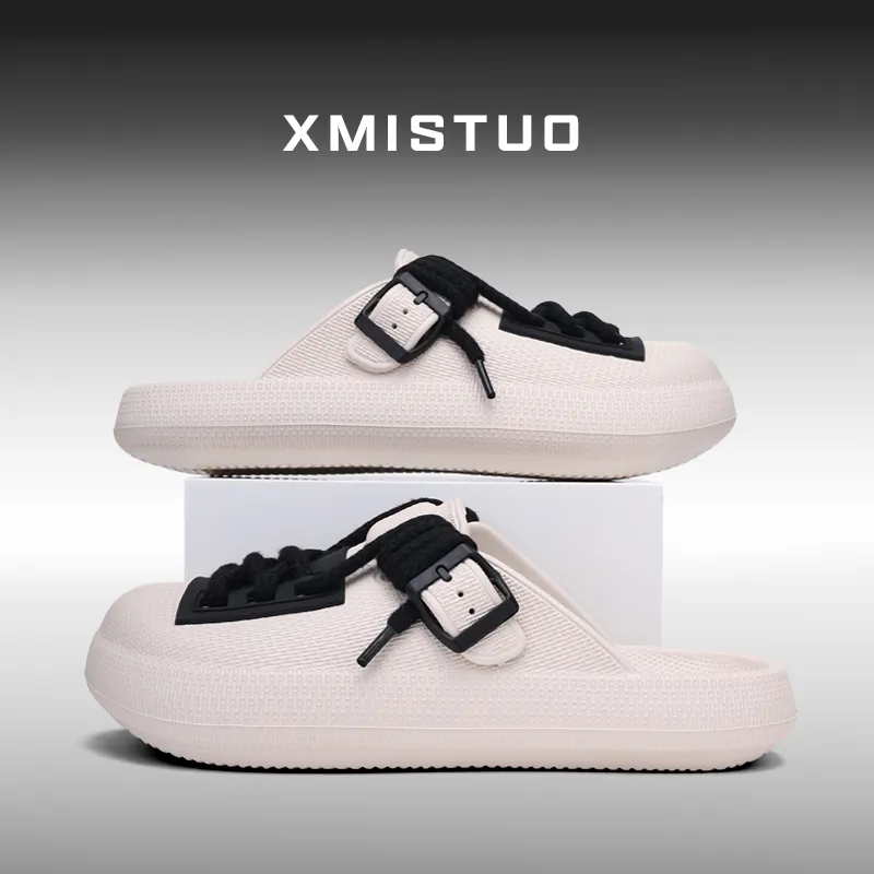 XMISTUO Premium Vintage Bucaner Men's EVA Waterproof Platform Lazy Slip on Closed Toe Couple Slippers, Home Slippers-5