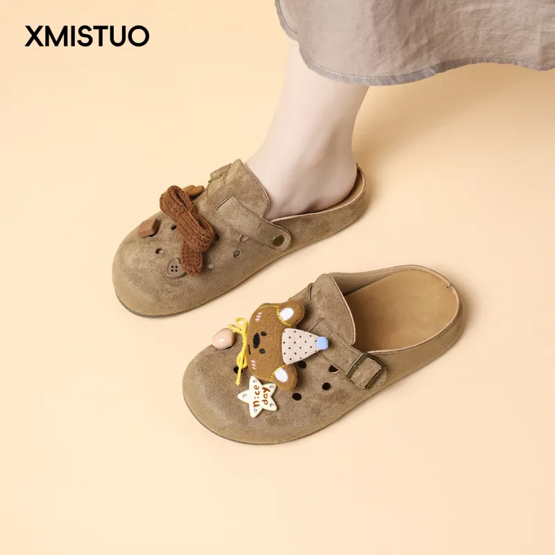 XMISTUO Quiet Abrasion Resistant Slip Resistant Closed Toe Slippers Women's-6