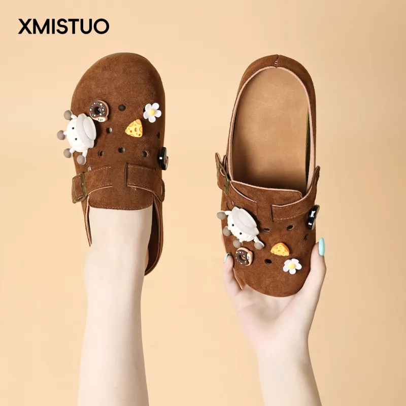XMISTUO Rubber Sole Quiet Abrasion Resistant Slip Resistant Closed Toe Slippers Women's-13