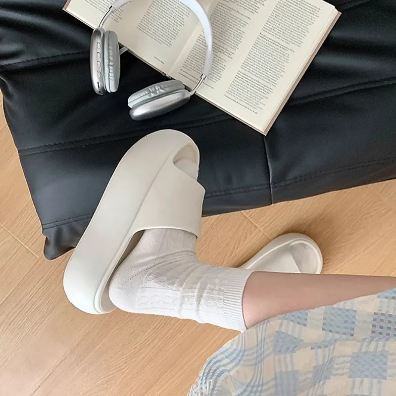 XMISTUO Minimalist Style Solid Color Platform Slippers For Women's Summer Students Home Soft Sole Comfortable Slippers-15