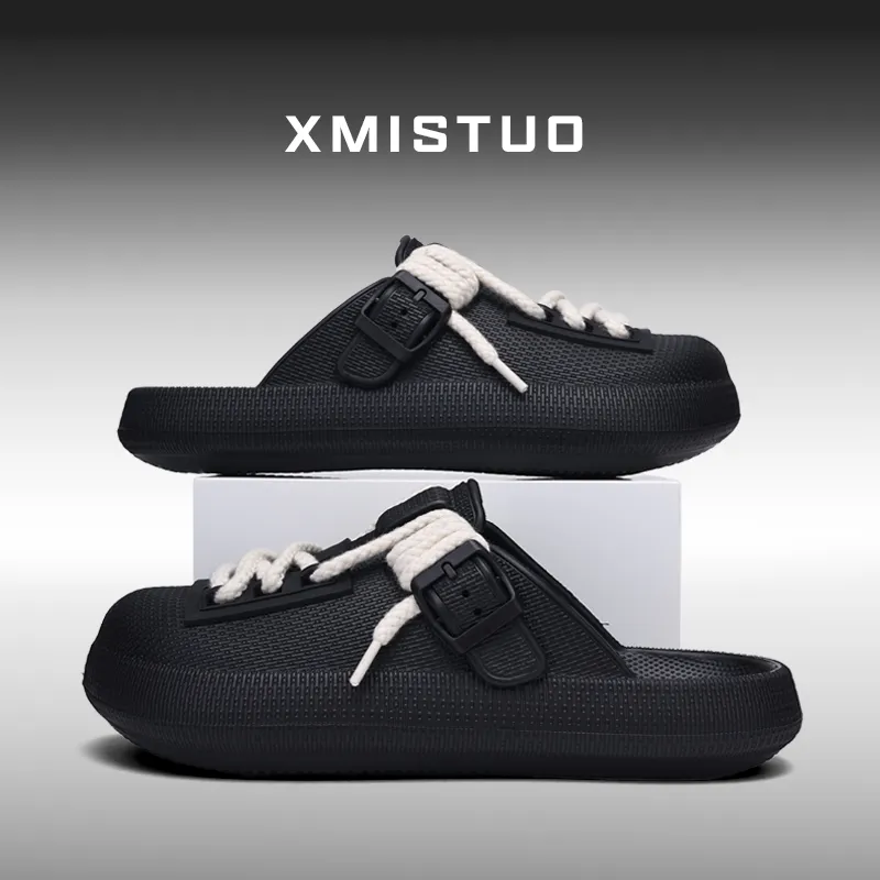 XMISTUO Premium Vintage Bucaner Men's EVA Waterproof Platform Lazy Slip on Closed Toe Couple Slippers, Home Slippers-17