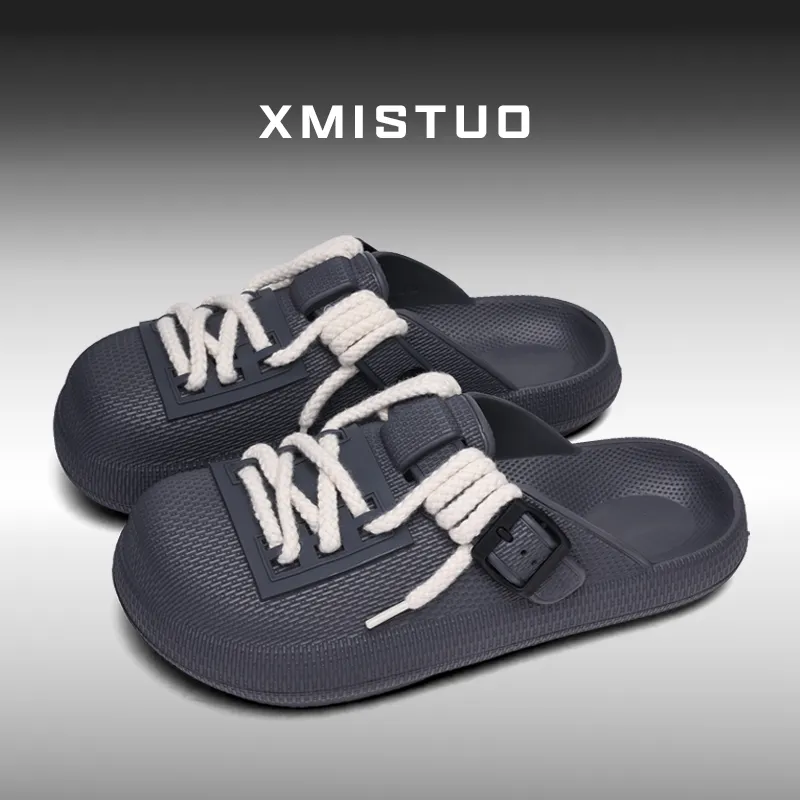 XMISTUO Premium Vintage Bucaner Men's EVA Waterproof Platform Lazy Slip on Closed Toe Couple Slippers, Home Slippers-10