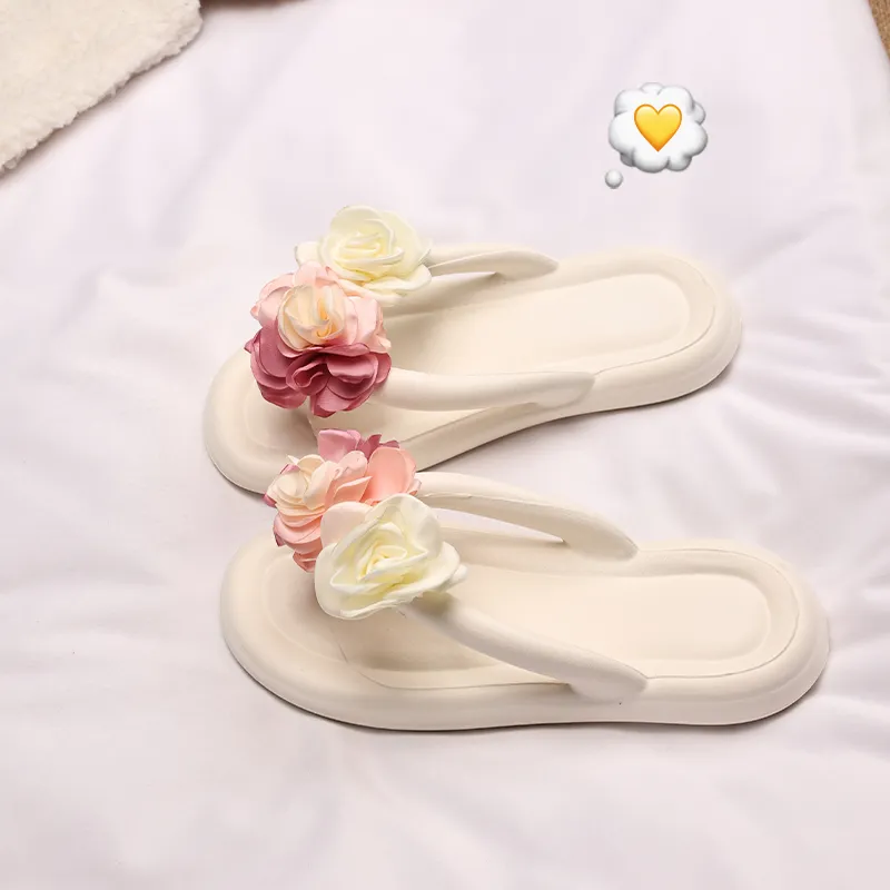 XMISTUO Soft And Bouncy Feeling Women's Summer EVA Floral Comfortable Slip Resistant Waterproof Flip Flops-2